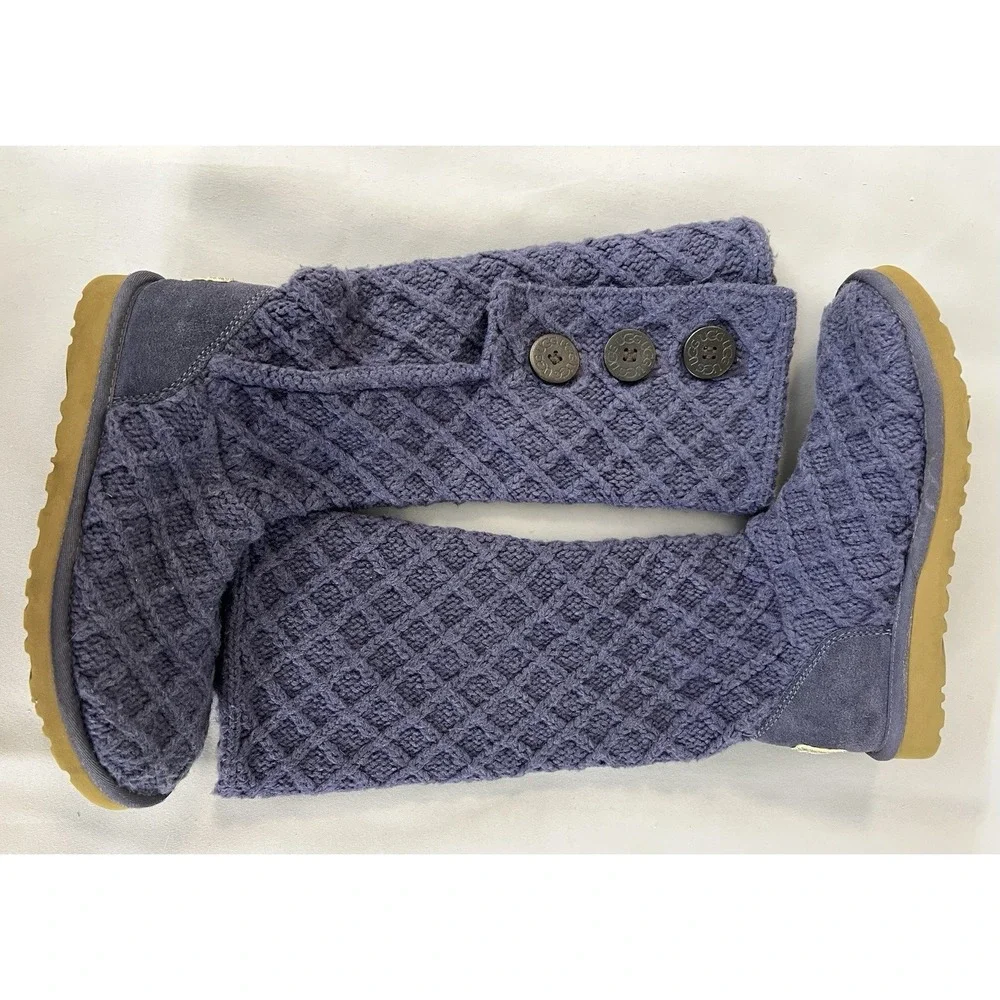 UGG Boots Womens Sz 8 Australia Knit Fold‎ Over Purple Sweater